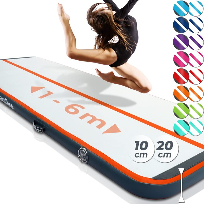 Airtrack VENDOMNIA 300x100x20 см помаранчевий: Надувний мат для гімнастики, акробатики, фітнесу з електричним насосом та сумкою