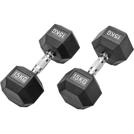 Гантелі Hexagon Studio 30 кг (2x15 кг), гумові, чорні