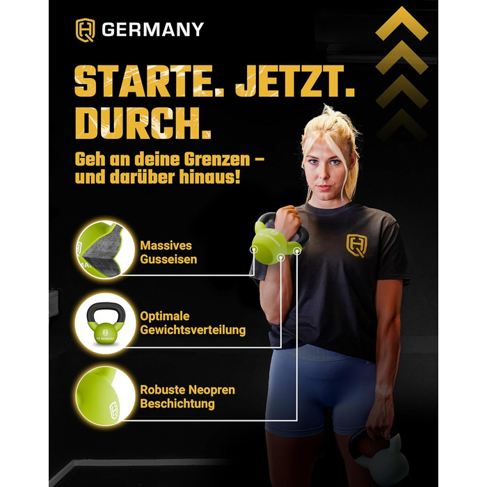 Гантель-гиря з неопрену HQ Germany® | Чавунний литник | 2-32 кг | Стартові набори | Точність ваги ±2,0%