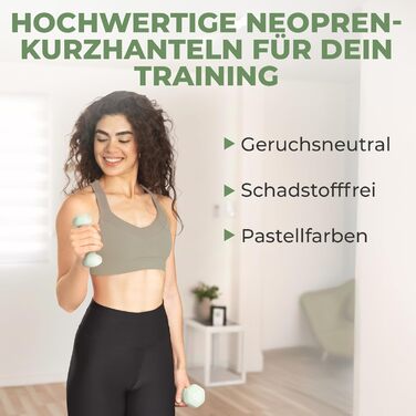 Набір гантелей HQ Germany® 0.5 кг (2 шт) для фітнесу та Pilates, пастельні кольори, Misty Mint - ідеально для дому