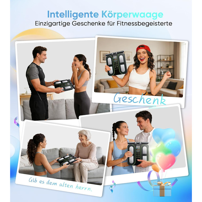 Вага для вимірювання жиру тіла з 8 електродами, персональна вага з Bluetooth, аналіз складу тіла, дисплей, 180 кг, BMI, протеїн, BMR, чорно-зелений