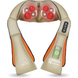 Бездротовий масажер Shiatsu Snailax з функцією підігріву, 4D-роликами для шиї, плечей і спини, м'язова релаксація, подарунок для чоловіків та жінок (хаки)