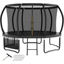 Батут для дітей Trampolin Outdoor з захисною сіткою, драбинкою і рукавичкою, дизайн гарбуза, Ø 228/305/366/427 см, сертифікат GS, до 150 кг, для саду
