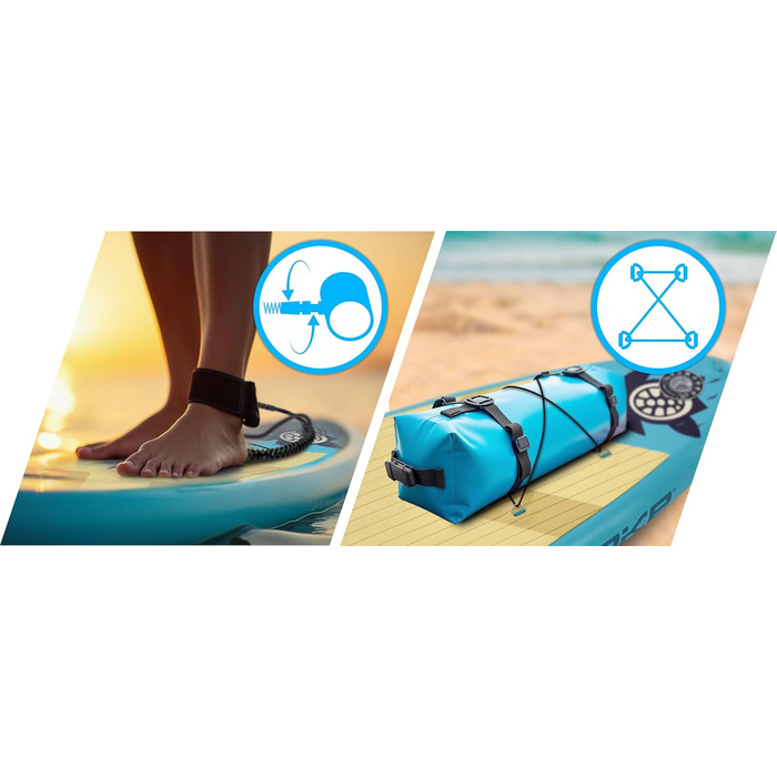 Надувний SUP-борд Soke Aquasurf 275x76x12 см - комплект з насосом, веслом, стропом та рюкзаком. Максимальне навантаження 85 кг