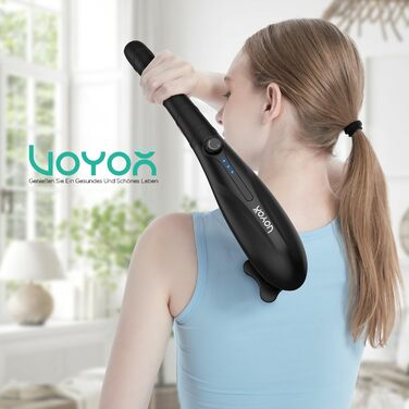 VOYOR HEALTH Перкусійний масажер для тіла, ручний електричний масажер для спини, глибокий масаж, 5 насадок, регульована швидкість, MH560, чорний