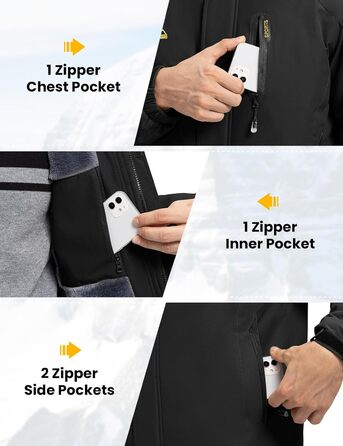 Чоловіча лижна куртка Rdruko, водонепроникна, з утепленим флісом, капюшон, для активного відпочинку в горах (чорний, S)