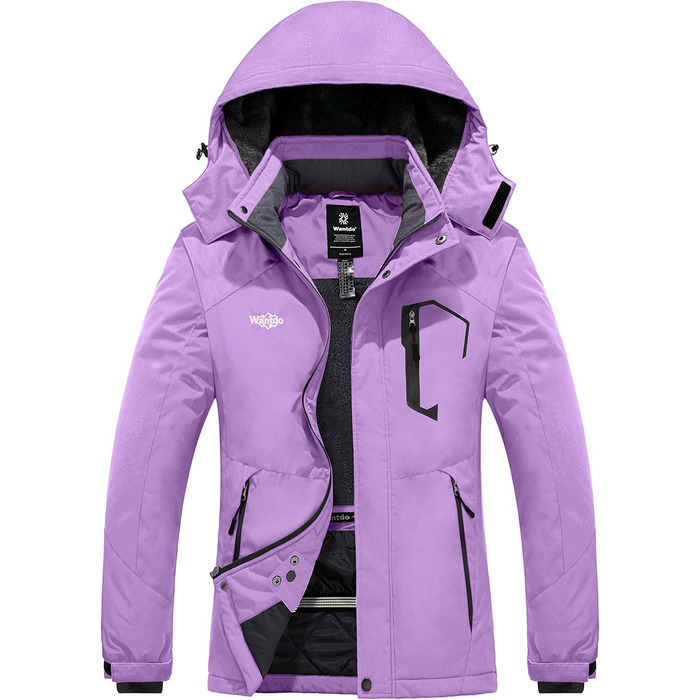 Wantdo Куртка для хайкінгу Daen Berg, водонепроникна вітрозахисна куртка-вітрівка з капюшоном, утеплена, для туризму та активного відпочинку (S, світло-фіолетовий)