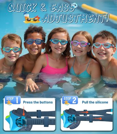 Дитячі окуляри для плавання Schwimmbrille: захист від УФ-променів та запобігання запотіванню, водонепроникні, для хлопчиків та дівчаток 6-14 років, сині + темно-сині