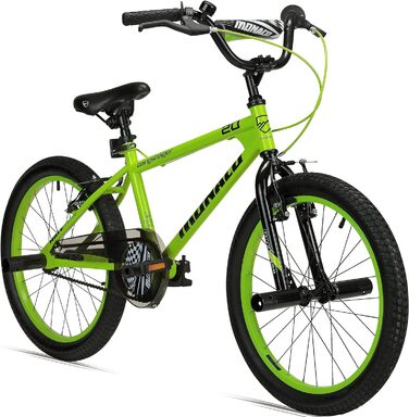 Дитячий велосипед BMX Bergsteiger Monaco 20 дюймів, фрістайл, 6-9 років, 4 сталеві пеги, захист ланцюга, вільний хід, зелений