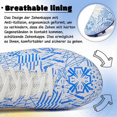 Дитячі футбольні бутси для хлопчиків та дівчаток, розмір 37 EU, білий та синій