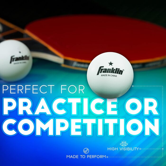 М'ячі для пінг-понгу Franklin Sports - Білі м'ячі для настільного тенісу - 38 мм, офіційний розмір та вага - Професійна якість One Star - Упаковка 6 шт.