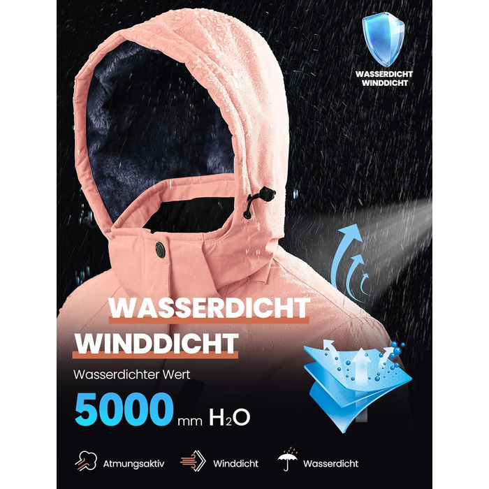 Жіноча зимова куртка Ysento: водонепроникна, тепла, на флісовій підкладці, для сноуборду та активного відпочинку, рожевого кольору, розмір L