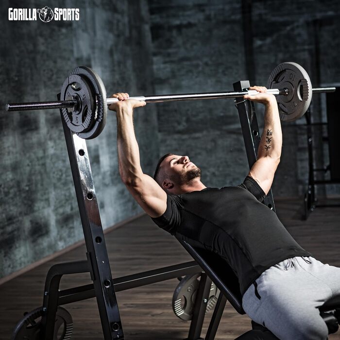 Штанга GORILLA SPORTS хромована 30 мм, 150/180/200 см, з двома замками, навантаження до 200 кг