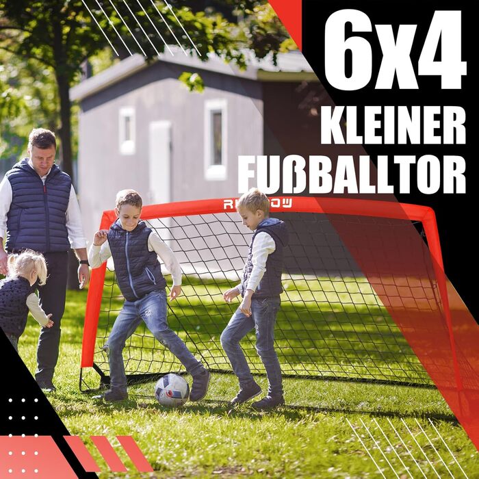 Дитячі ворота для футболу RUNBOW 1,8 x 1,2 м, переносні, з сумкою (2 шт., червоні)