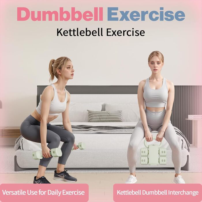 Регульований набір гантелей з кулькою, 4 в 1 (2,5 кг, 3,5 кг, 4,5 кг, 5,5 кг) для жінок, набір гантелей 2 шт. для домашнього спортзалу, фітнес, тренування, зелений