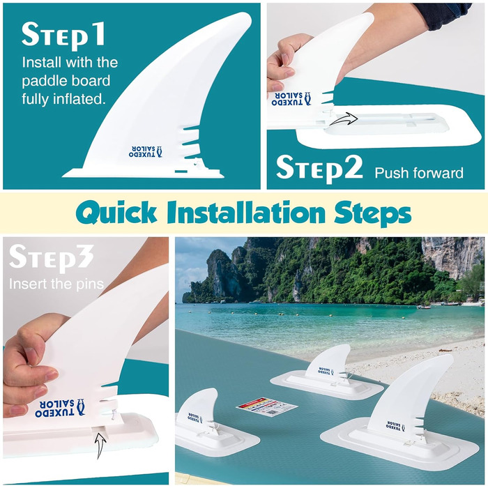 Надувний SUP-борд Tuxedo Sailor Stand Up Paddle Board з аксесуарами, для дорослих та підлітків, блакитний та жовтий