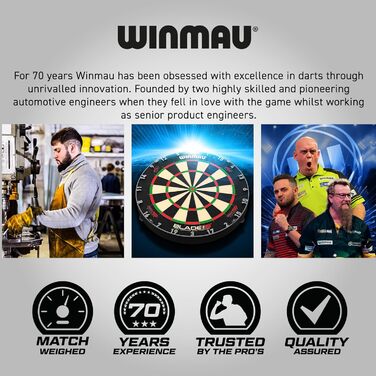 Професійний дартс-набір WINMAU Masters Pro Premium з борстяною мішенню, дротиками, хвостовиками, окі-стрічкою для дорослих
