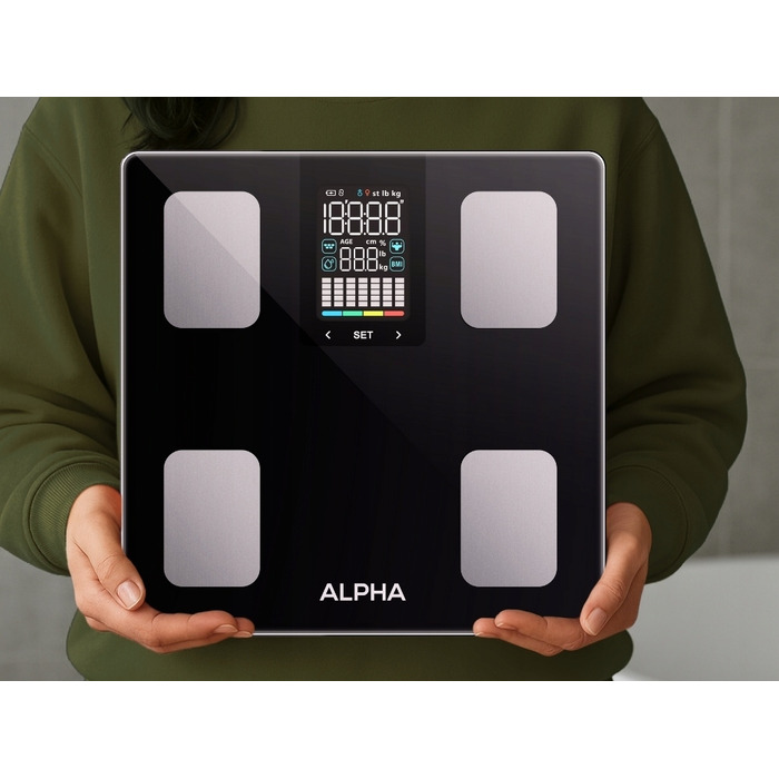 Електронні ваги для ванної Alpha — Аналітичні, з BMI та додатком українською