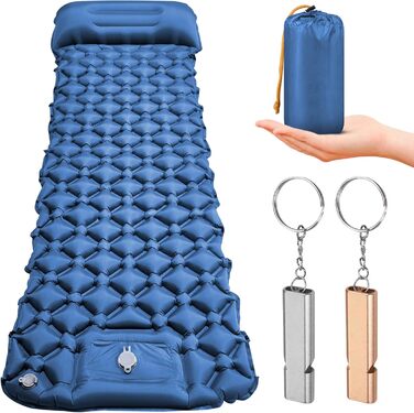 Isomatte HVIERO Саморозкладається, надувна, для кемпінгу, рюкзак, подорожі, туризм. Легка, компактна, блакитна.