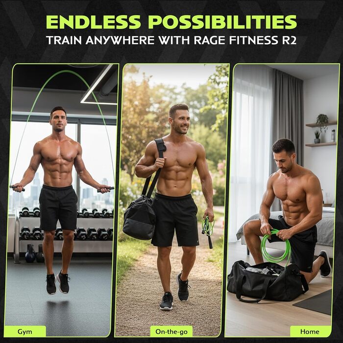 Тренувальний канат Rage Fitness R2 для кросфіту та функціональних тренувань, зелений