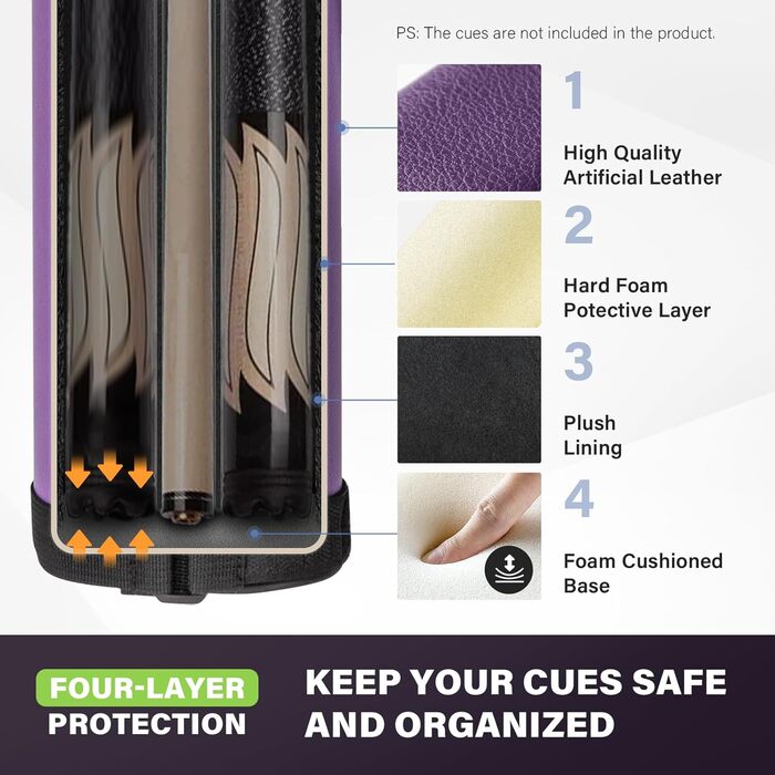 Чохол для більярдних київ: містка сумка для 2 київ з аксесуарами, фіолетовий колір, до 58 дюймів