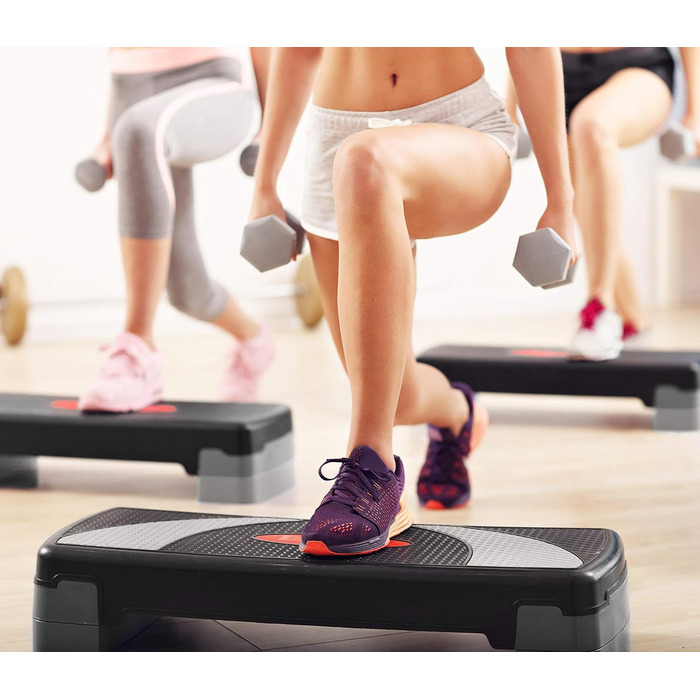 Степ-платформа POWRX XL Premium: 3 рівні, регулювання висоти, для дому, фітнес, степер, гімнастика, аеробіка