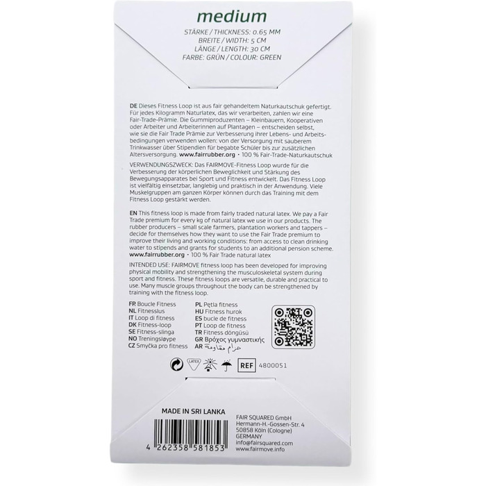 Еластичні стрічки FAIR Move для фітнесу та йоги (натуральний латекс, зелені, середній рівень опору 2.5 кг)