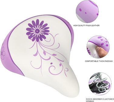 Дитячий велосипедний сидіння AVASTA для дівчаток та хлопчиків, водонепроникне, широке, м'яке, з подвійним амортизатором, підходить для велосипедів 12-20 дюймів, гірських та шосейних, м'ятно-зелений (фіолетовий)