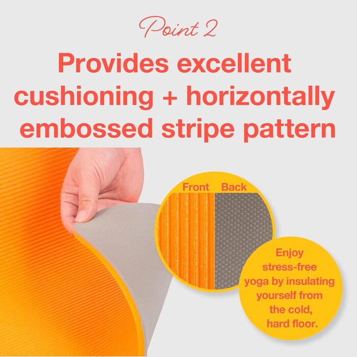 PRIMASOLE Килимок для йоги: екологічний матеріал, 1.27 см, нековзний, для йоги, пілатесу, фітнесу вдома та в спортзалі, двоколірний (кораловий, сірий)