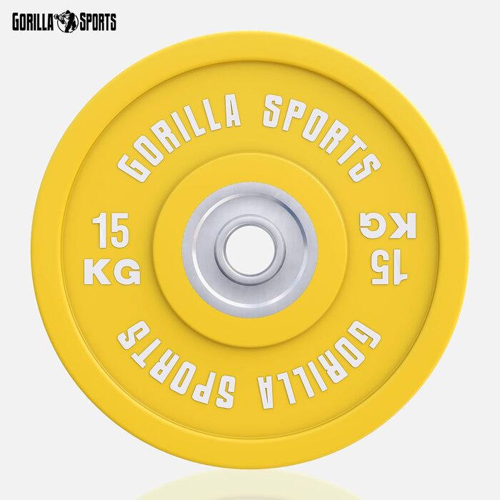 Бамперні диски GORILLA SPORTS 15 кг, Ø50 мм, чавун, гумові, для олімпійської штанги