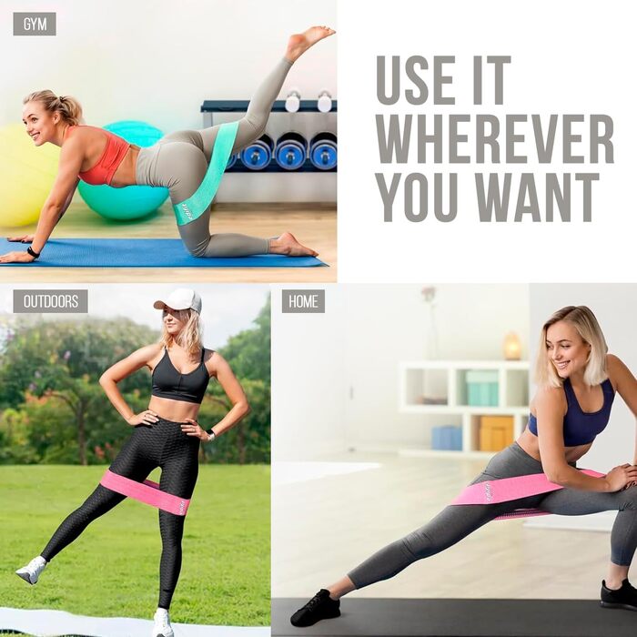 Еспандери Edifit Fitnessbänder 3-рівневі для фітнесу, йоги, пілатесу (3 шт., рожевий, фіолетовий, зелений)