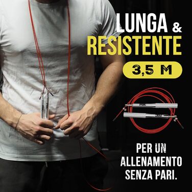 Професійне скакалка для фітнесу, 3,5 м – Crossfit Double Under – чорного або срібного кольору