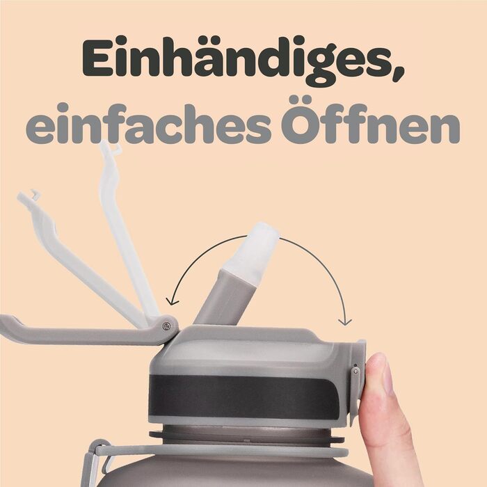 Водна пляшка Hydracy 2L зі трубочкою та таймером - BPA-free, спортивна, противитікання, без конденсату, сірий колір