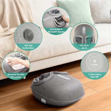 Масажер для ніг Medcursor з підігрівом: глибокий масаж, розслаблення м'язів та зняття втоми. Регулювання інтенсивності для дому та офісу (сірий)