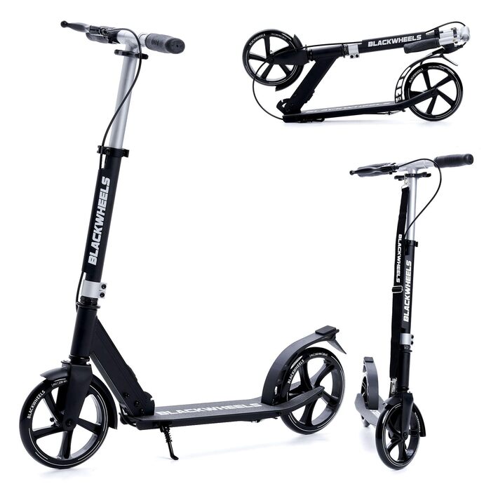 Самокат Blackwheels Orio Cityroller складаний, 200мм колеса, алюмінієва рама, ABEC 7, чорний – для підлітків та дорослих