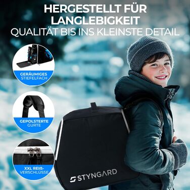 Чохол для лижних черевиків для дітей з відділенням для шолома [40 л] - модель ISCHGL, чорно-білий