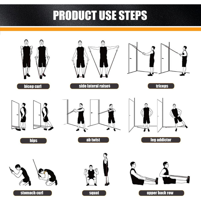 Набір еластичних стрічок WHATAFIT для фітнесу та реабілітації, з дверним анкером та аксесуарами