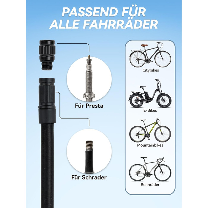 Електрична велосипедна помпа HT10, 150 PSI, акумуляторна, з цифровим манометром, Presta/Schrader, для шосе, MTB, E-bike, city bike