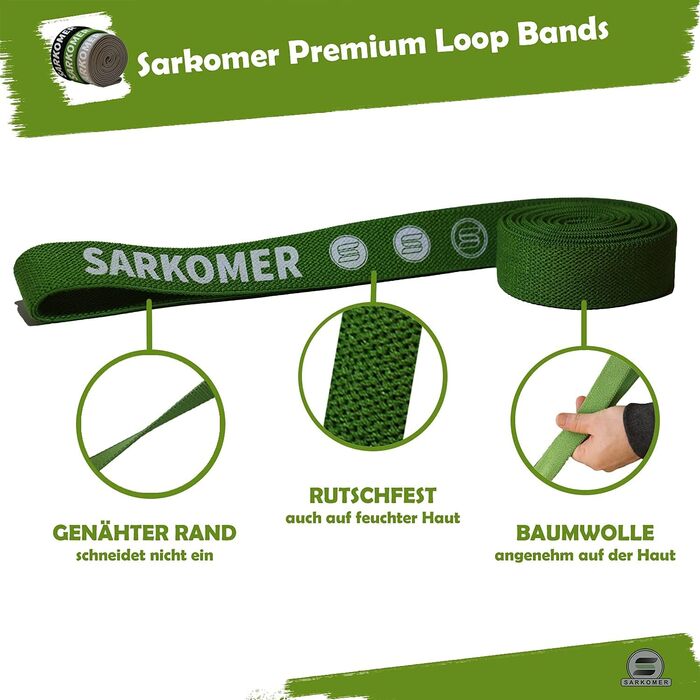 Набір фітнес-гумок Sarkomer Pilates 3 шт. з бавовни | Фітнес-гумки | Терапевтичні гумки для вправ | Гумки для підтягувань