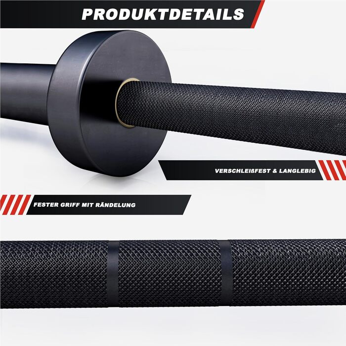 Олімпійський гриф GORILLA SPORTS 220 см, 50 мм, 20 кг, сталь, керамічне покриття, чорний/синій
