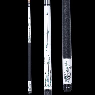 Професійний бик CUEELF з мотивом черепа, бик для більярду, низька деформація, 13 мм, чорна вершина, тверде дерево, канадський клен, бик для більярду (19.5 oz, білий/розкішний сад)