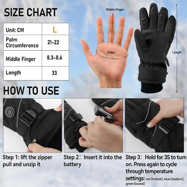 Електричні грілки для рук для чоловіків та жінок, 7.4V 5000mAh/6000mAh, акумуляторні, сенсорний екран, 3 режими 45/50/55°C, антиковзні, для катання на велосипеді, лижах, кемпінгу, чорні