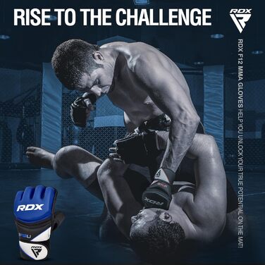 RDX рукавички для MMA з майя-шкіри, сині, розмір L – для боїв, єдиноборств, спарингу, тренувань, греплінгу