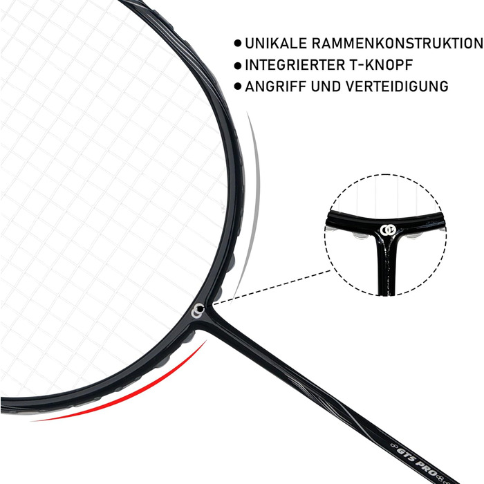 Бадмінтонна ракетка OGEENIER: Графіт, Легка, Професійна, з карбоном, з неслизькою ручкою та сумкою (Чорний)