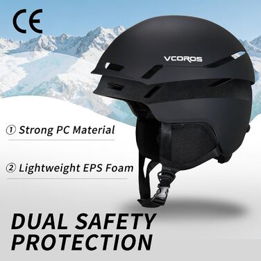 Шолом для сноуборду та гірських лиж з маскою, DXH816. Знімне кріплення, дихаючий, захист від ударів, UV-захист, регульований. Чорний матовий.
