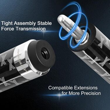 Професійний більярдний кий Billardqueue з карбону, низький упор, з кейсом та аксесуарами, 12.5 мм наконечник, 147.3 см, 567-595 г
