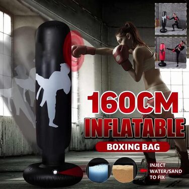 Дитячий боксерський мішок YAVOCOS 160 см, надувний боксерський мішок для дітей, підлітків та дорослих, для кікбоксингу, карате, ММА, боксу, домашніх тренувань