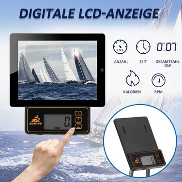 Водний веслувальний тренажер Merax з ясена, LCD, Bluetooth, для дому, до 150 кг
