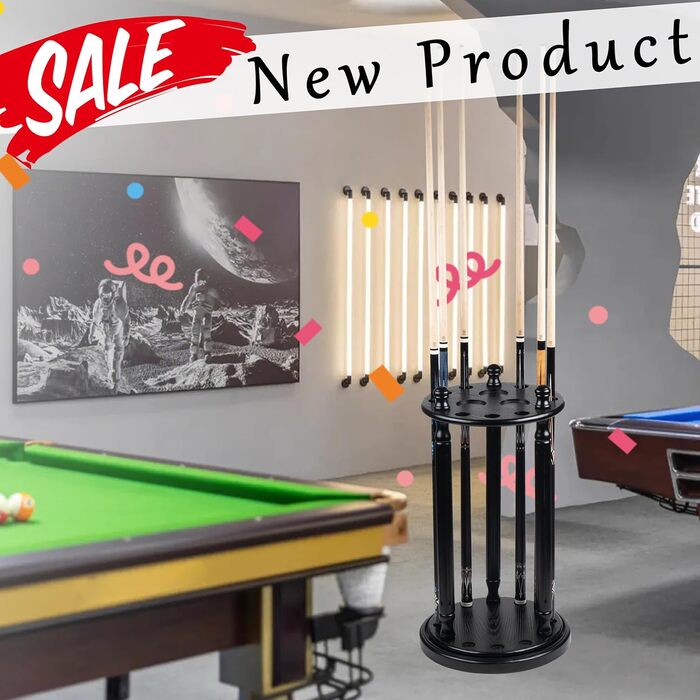 Стійка для більярдних київ Collapsar – підставка для 9 київ, масивна деревина, червона (чорна)