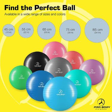 Пілябольний м'яч ProBody Pilates Ball для фітнесу, йоги, реабілітації, вагітності (85 см, срібний)
